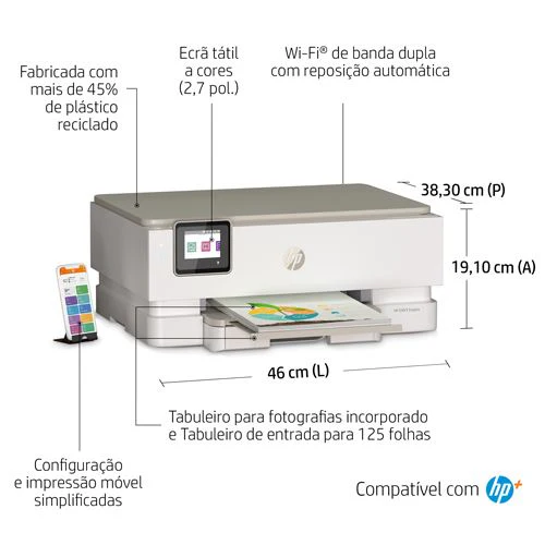 Impressora Multifunções HP ENVY Inspire 7220e | 15 ppm | Wi-Fi | USB | Instant Ink - Branco - Image 2