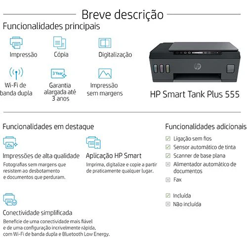 Impressora Multifunções HP Smart Tank Plus 555 - Wi-Fi - Preto - Image 7