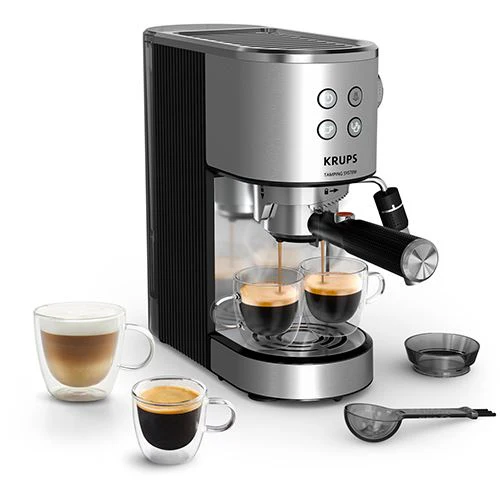 Máquina de Café Expresso Krups XP499EE0 Virtuoso + Tamping - Inox | Preto