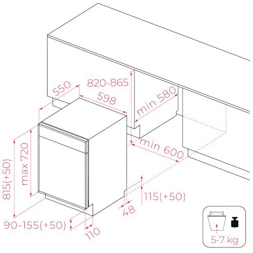 Máquina de Lavar Loiça Encastrável Teka DFI 46710 | 12 Talheres | 60 cm | E | Aço inoxidável - Image 7