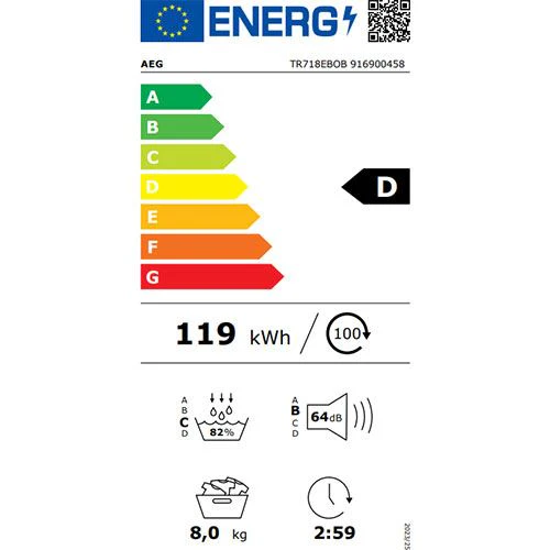 Máquina de Secar AEG TR718EBOB | 8 Kg | Condensação | D | Branco - Image 6