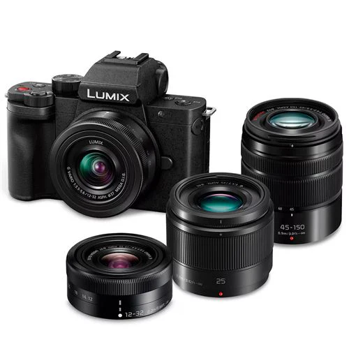Máquina Fotográfica Mirrorless Panasonic Lumix DC-G100D + 12-32mm + 45-150mm + 25mm