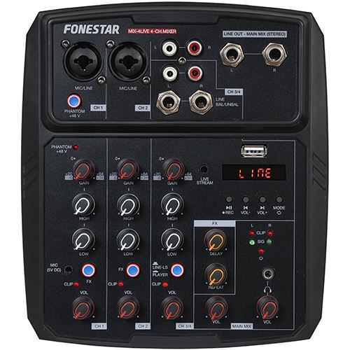 Mesa de Mistura Fonestar Mix- 4Live - Preto