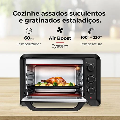 Mini-Forno Elétrico Flama 1538FL | 45L | 2000W | Preto - Image 3