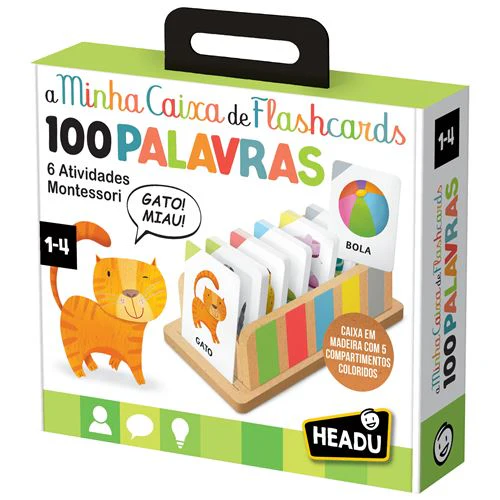 Montessori - A Minha Caixa de Flashcards: 100 palavras - 6 Actividades - Headu | Sig Toys