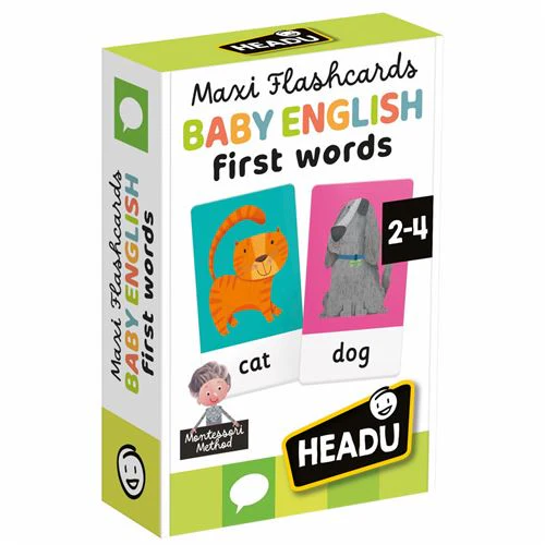 Montessori- Jogo Maxi Flashcards: Baby English First Words - Headu | Sig Toys