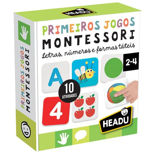 Montessori - Primeiros Jogos: Letras, Números e Formas - 10 Actividades - Headu | Sig Toys