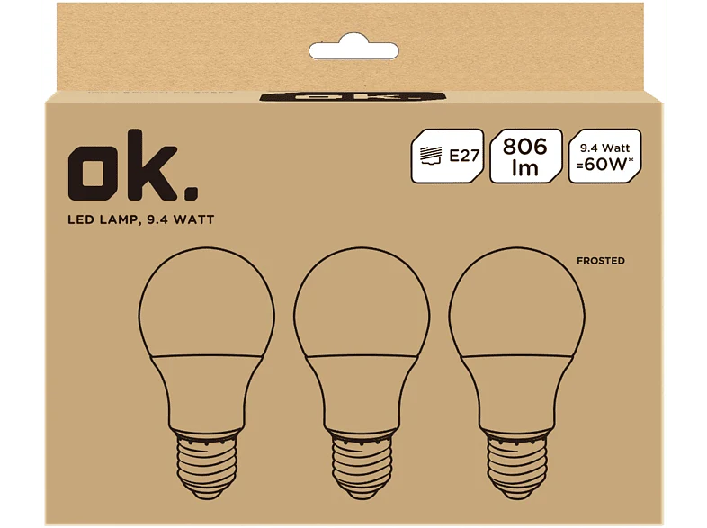 Lâmpada LED Ok Okled-E27-9.4w 10W E27 pack 3 - Image 2