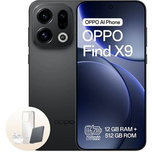 Oppo Find X9 - 512GB - Space Black + Auriculares + Capa + Powerbank