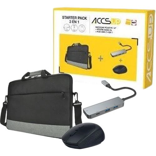 Pack Accsup 3 em 1 - Mochila + Rato + Adaptador