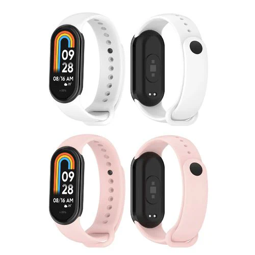 Pack Braceletes 4-OK para Pulseira de Atividade Xiaomi Mi Band 8 - 2 Unidades - Rosa/ Branca - Image 3