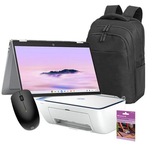 Pack Computador Portátil HP Chromebook X360 14b-cd0005np | 14'' | Intel® Core™ i3-N305 | 8GB | 128GB UFS + Mochila + Rato + Impressora + Cartão Instat Ink
