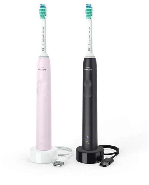 Pack Escova de Dentes Elétrica Philips 3100 Series HX3675/15 - 2 Uni. - Preto | Rosa - Outlet - Grade A