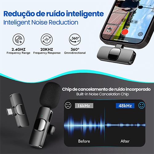 Pack  Microfones 4-OK USB-C / Lightning 4-OK - 2 Unidades- Preto - Image 3