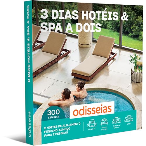 Pack Presente Odisseias - 3 Dias Hotéis & SPA a Dois | Experiência 2 noites e Peq. almoço | 2 pessoas