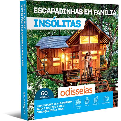 Pack Presente Odisseias - Escapadinhas em Família - Insólitas | Experiência 1 ou 2 noites | 2 adultos + 1 ou 2 crianças