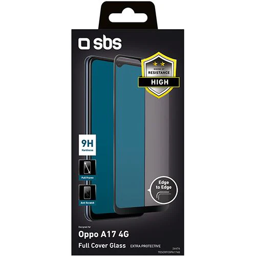 Película Ecrã Vidro Temperado SBS Full Cover Glass para OPPO A17 - Moldura Preta - Image 2
