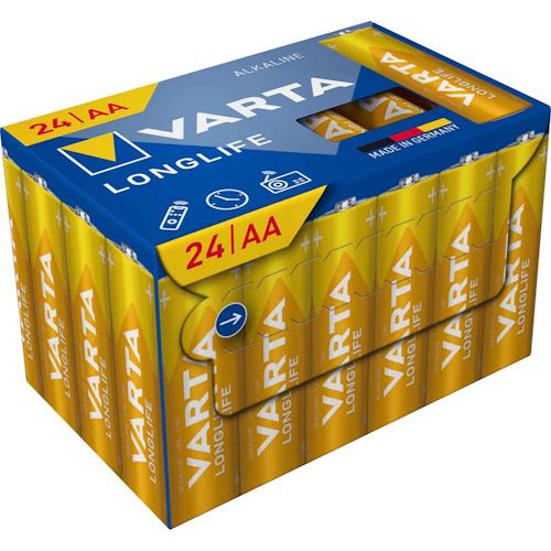 Pilhas Alcalinas Varta Longlife AA - 24 Unidades