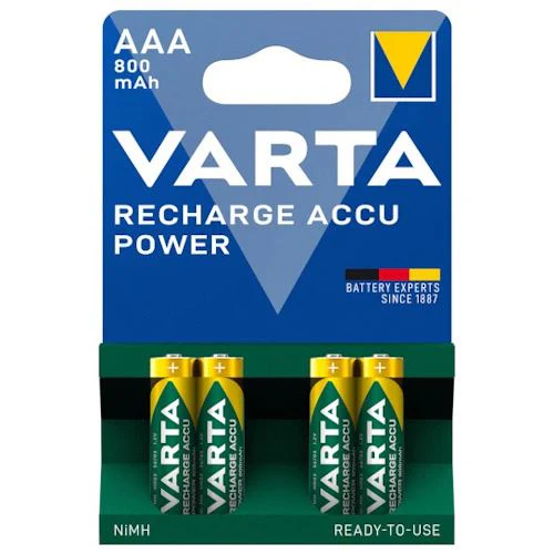 Pilhas Recarregáveis Varta Recharge Accu Power AAA 800mAh - 4 Unidades