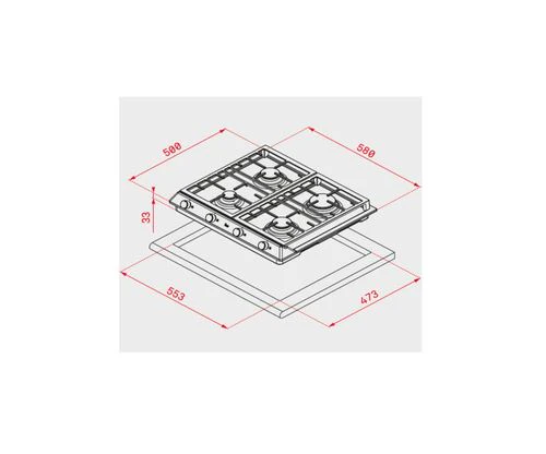 Placa a Gás Teka EX 60 1 4G AI AL DR NAT | 58 cm | 4 Zonas | Aço inoxidável - Image 2
