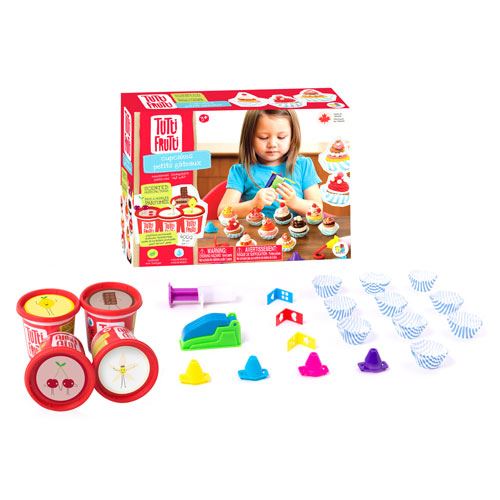 Plasticina com Aromas: Kit Cupcakes - 4 Potes e Acessórios - Tutti Frutti