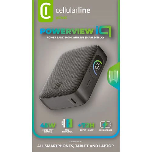 Powerbank Cellularline com Ecrã TFT 10000 mAh - Preto - Image 6