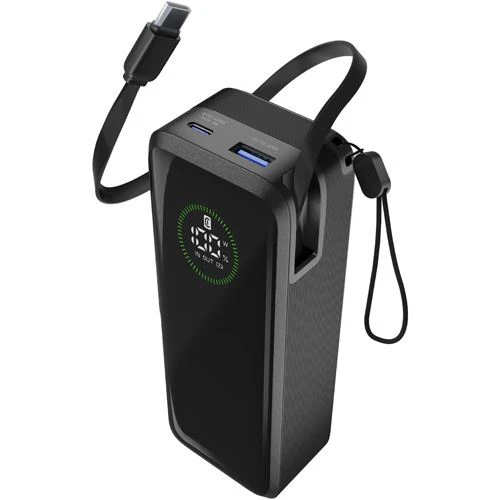 Powerbank com Cabo USB-C Retráctil Cellularline 20000 mAh - Preto