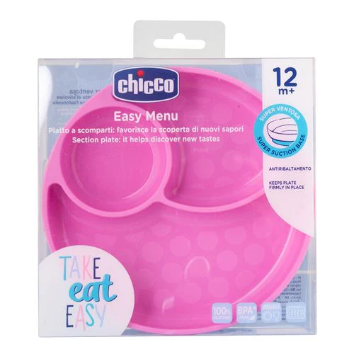 Prato em Silicone com Divisórias +12 Meses - Rosa - Chicco