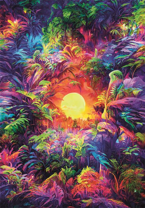 Puzzle Compact Colorboom Collection: Psychedelic Jungle Sunrise - 500 Peças - Clementoni - Image 2