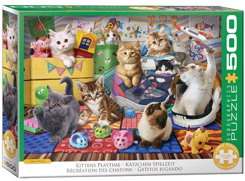 Puzzle Eurographics: Kittens Playtime By Andrew Farley - 500 Peças | Inclui Póster - Sig Toys