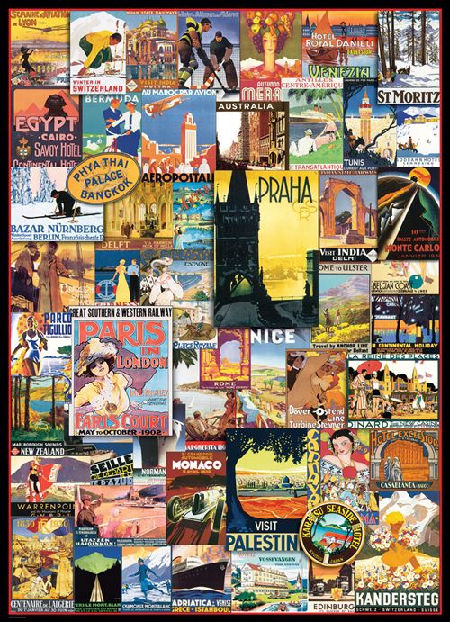 Puzzle Eurographics Vintage Posters: Travel Around World - 1000 Peças | Inclui Póster - Sig Toys - Image 2