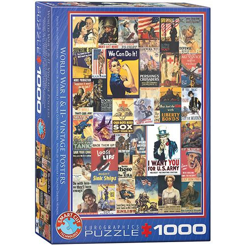 Puzzle Eurographics Vintage Posters: World War I & II - 1000 Peças | Inclui Póster - Sig Toys