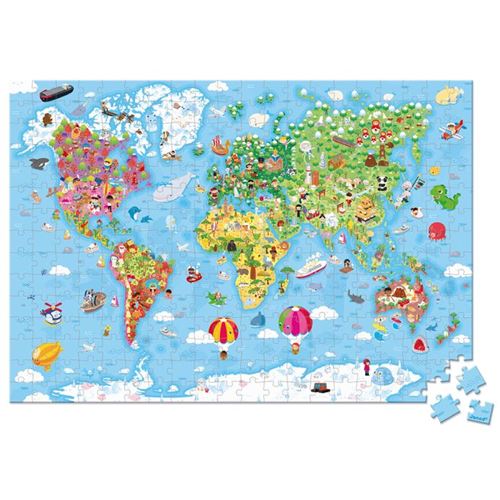 Puzzle Mundo Gigante - 300 Peças |  Incluí Póster - Janod - Image 2