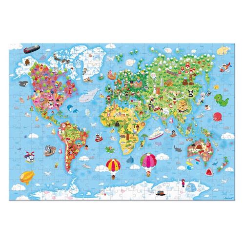 Puzzle Mundo Gigante - 300 Peças |  Incluí Póster - Janod - Image 3