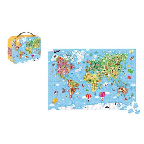Puzzle Mundo Gigante - 300 Peças |  Incluí Póster - Janod - Image 4