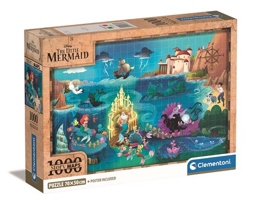Puzzle Story Maps Disney: The Little Mermaid - 1000 Peças - Clementoni