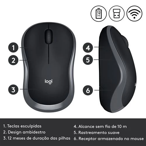 Logitech Rato Wireless M185 (Cinzento) - Image 4