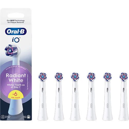 Recargas para Escovas de Dentes Elétrica Oral-B iO Radiant White - Branco - 6 Unidades
