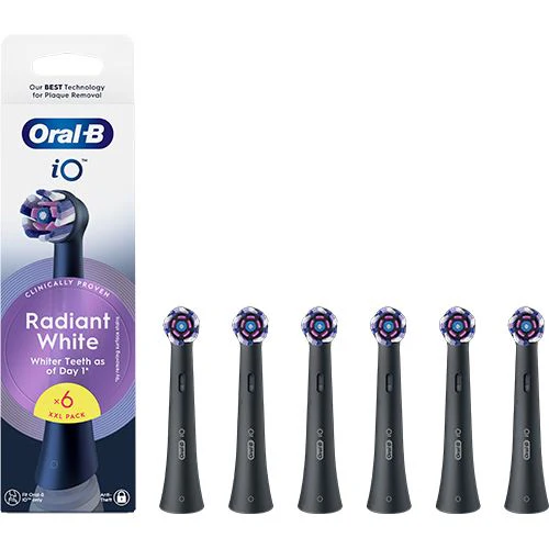 Recargas para Escovas de Dentes Elétrica Oral-B iO Radiant White - Preto - 6 Unidades