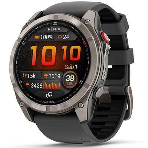 Relógio Desportivo Garmin Fénix 8 Pro - 51mm - Titânio | Bracelete Silicone Preta