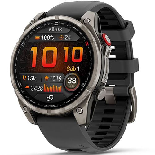 Relógio Desportivo Garmin Fénix 8 Pro - 47mm - Titânio | Bracelete Silicone Preta
