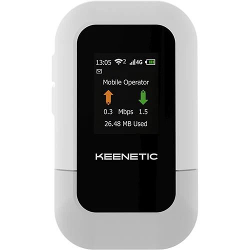 Router Keenetic Roamer 4G (KN-5110) 4G Hotspot com Wi-Fi 6 | Branco | Cinzento