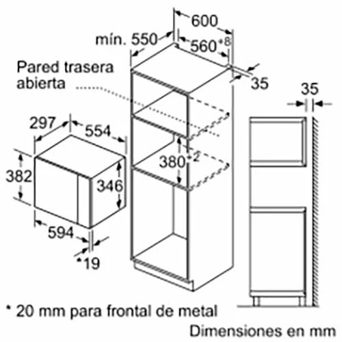 Micro-Ondas  Encastrável Siemens BF520LMA1 | 20 L | 800 W | Preto - Image 2