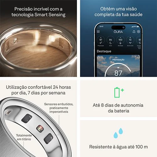 Smart Ring Oura Ring4 - Brushed Silver - Tamanho 9 - Image 7