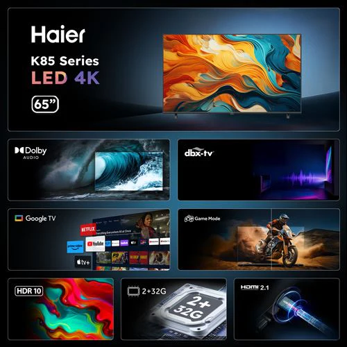 Smart TV Haier 65" LED UHD 4K H65K85FUX Google TV - 165cm - Image 2