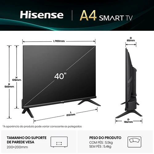 Smart TV Hisense 40" LED Full HD 40A4Q - 101cm - Outlet - Grade A - Image 2