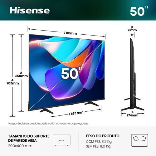 Smart TV Hisense 50" LED UHD 4K 50A6S - 127cm - Outlet - Grade A - Image 14