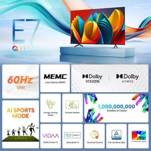 Smart Tv Hisense 50" Qled 50E7Nq - 127 Cm - Outlet Loja Benfica - Grade B - Image 7