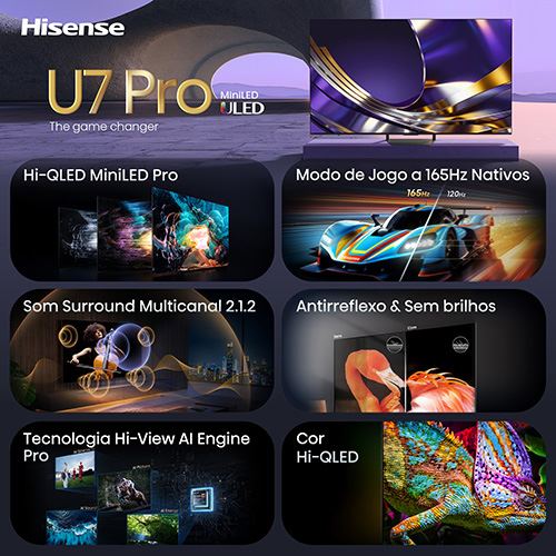 Smart TV Hisense 55" Mini LED Hi-QLED UHD 4K 55U7S PRO - 140 cm - Image 3