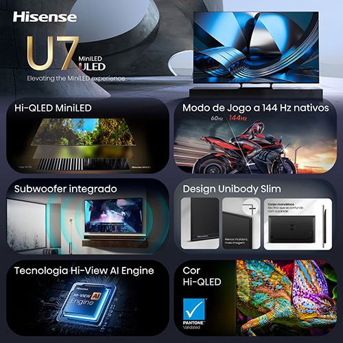 Smart TV Hisense 55" Mini LED Hi-QLED UHD 4K 55U7SE - 140 cm - Image 3